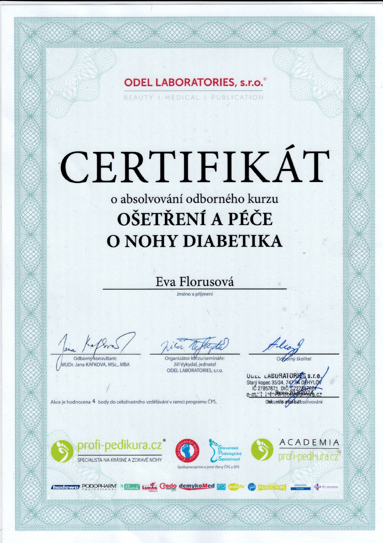 certifikat-ošetření a péče o nohy diabetika